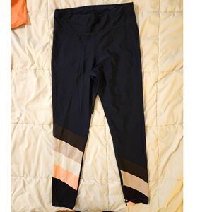 The Upside Dark Blue Flip Side Midi Leggings, Size 8